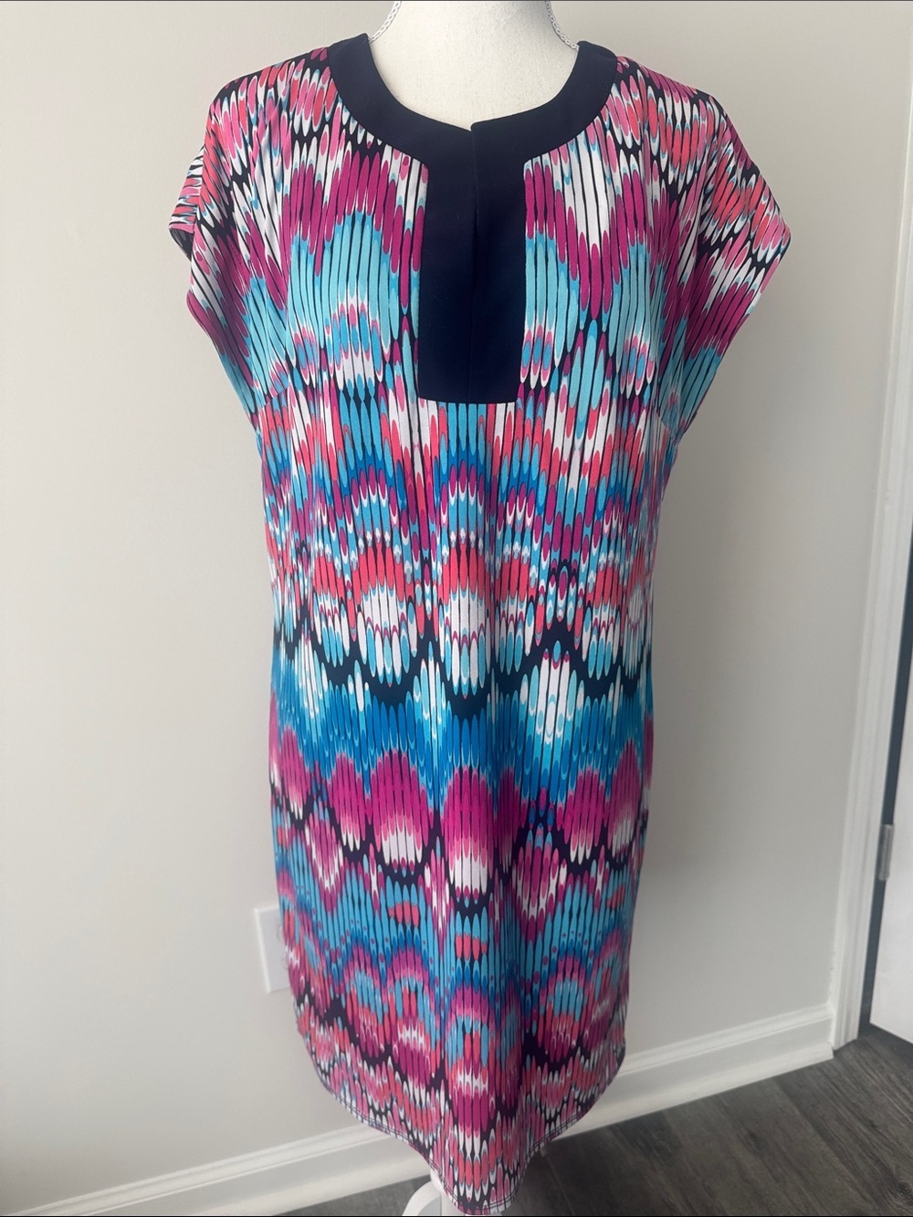 Laundry by Shelli Segal Abstract Print Tunic Dress Pink Blue Size Small
